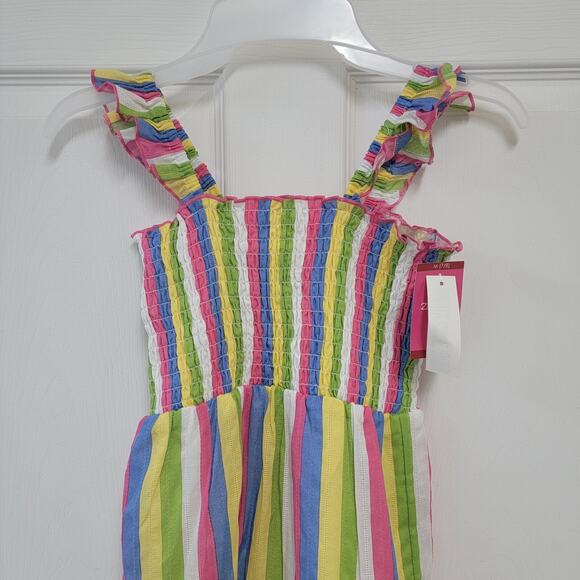 Zunie Girl A-Line Ruffled Straps Long Dress Multi Striped Size XS (4/5) - Picture 2 of 7